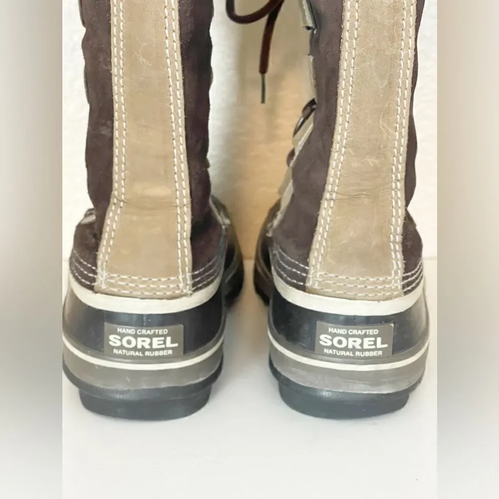 SOREL Joan Of Artic Snow Boots Women's 6 Brown Faux Fur Waterproof Insulated